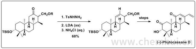 在（ - ） - 植物卡桑D的合成中使用Shapiro反应